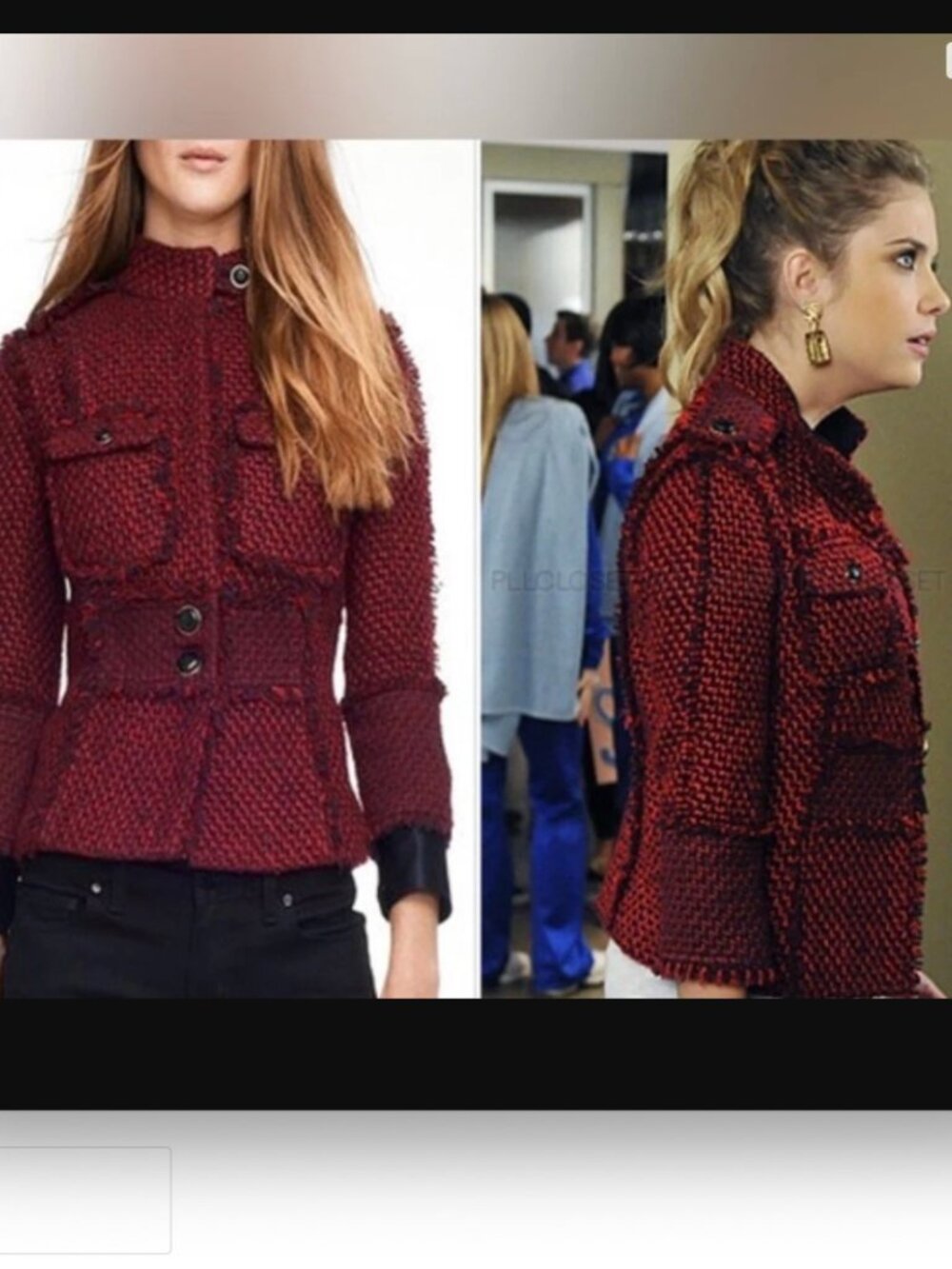 Tory Burch Kingston Red Navy Tweed Blazer Jacket As Seen on PLL Size 4